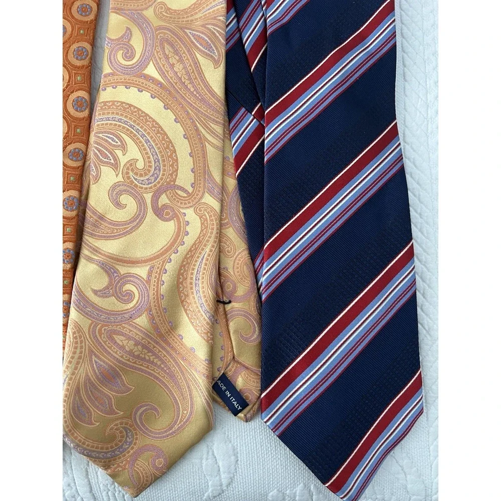 Geoff Nicholson Paisley Geometric Stripe Men's 100% Silk Tie Lot of 4